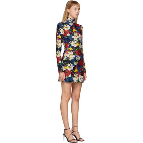 versace exclusive multicolor floral turtleneck long sleeve dress|Long Sleeve Versace Dress .